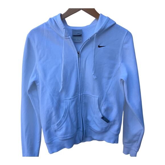 Nike Tops - Nike 90s White Full Zip Hooded Sweatshirt Medium